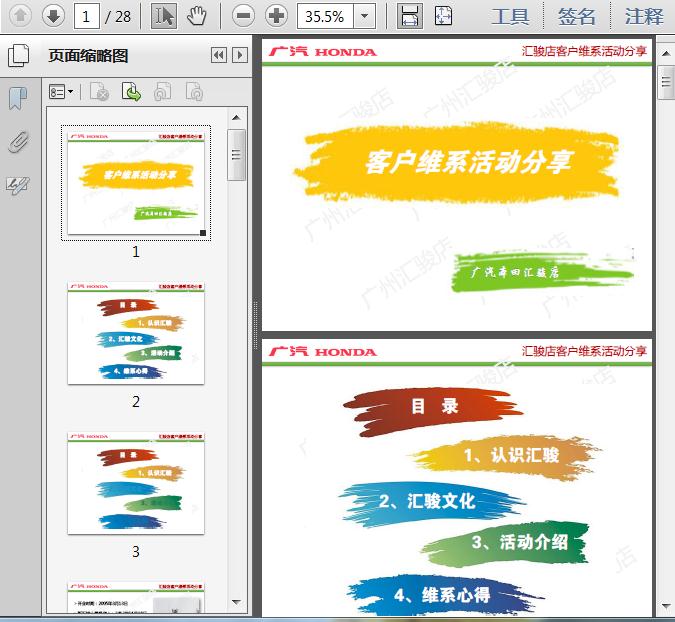 本田汽车4S店优秀案例交流--客户维系活动分享
