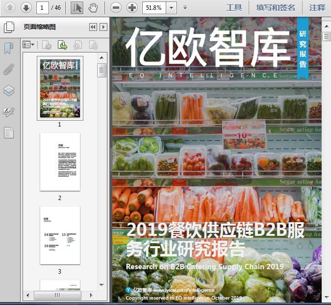 2019餐饮供应链B2B服务行业研究报告45页预览图片