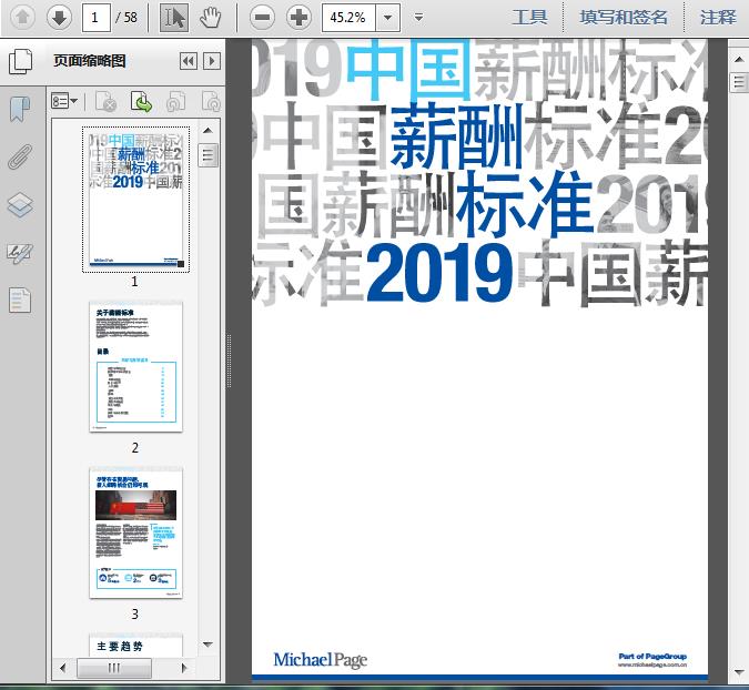 2019中國薪酬標準58頁預覽圖片
