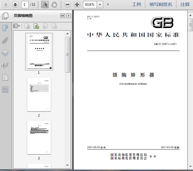 GB/T39871-2021颈胸矫形器11页预览图片